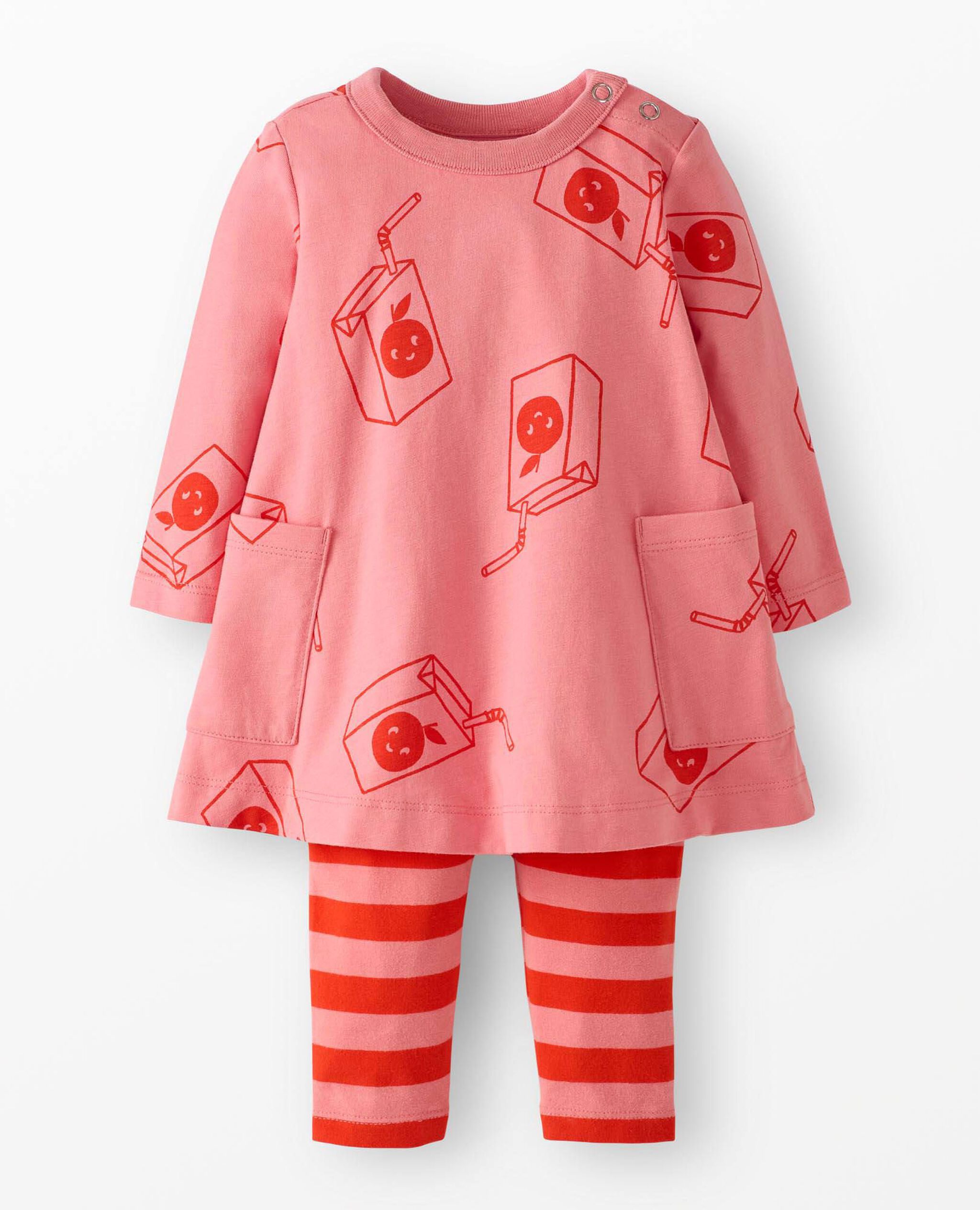 Baby Long Sleeve Pocket Dress & Leggings Set in Juice is Life - main