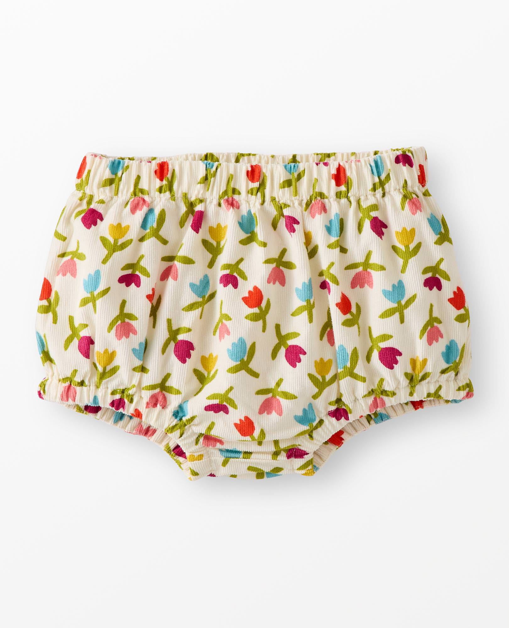 Baby Long Sleeve Corduroy Dress & Bloomers Set in Multicolor Tulips on Ecru - main
