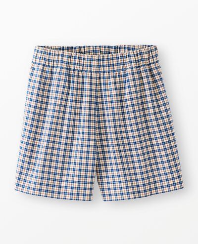 Women's Holiday Flannel Pajama Shorts in Blue Checkered Plaid - main