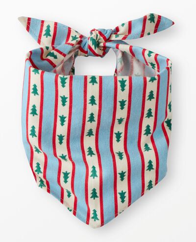 Holiday Flannel Dog Bandana in Tree Ribbons on Blue - main