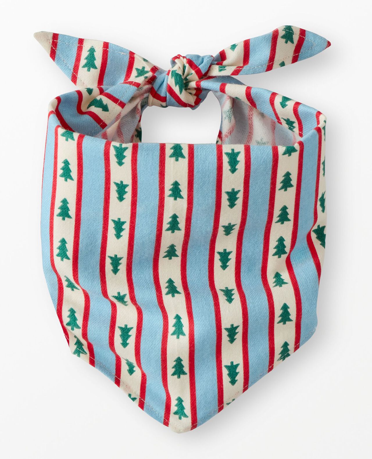 Holiday Flannel Dog Bandana in Tree Ribbons on Blue - main