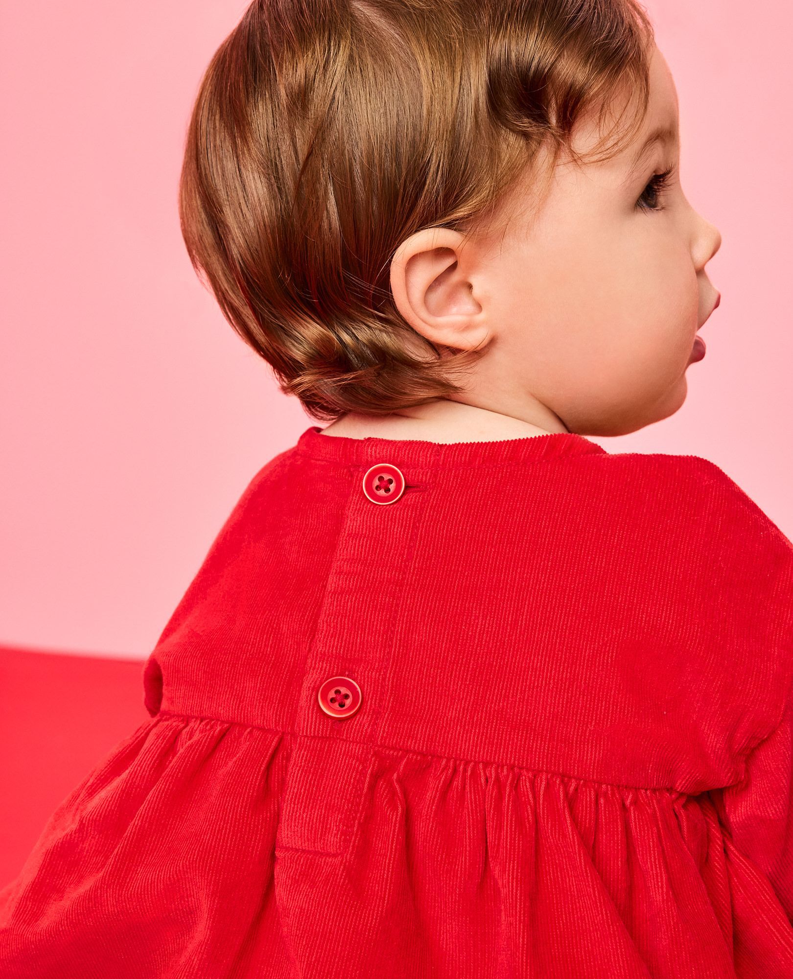 Baby Disney Winnie the Pooh Holiday Corduroy Dress in Winnie the Pooh and Piglet on Red - main
