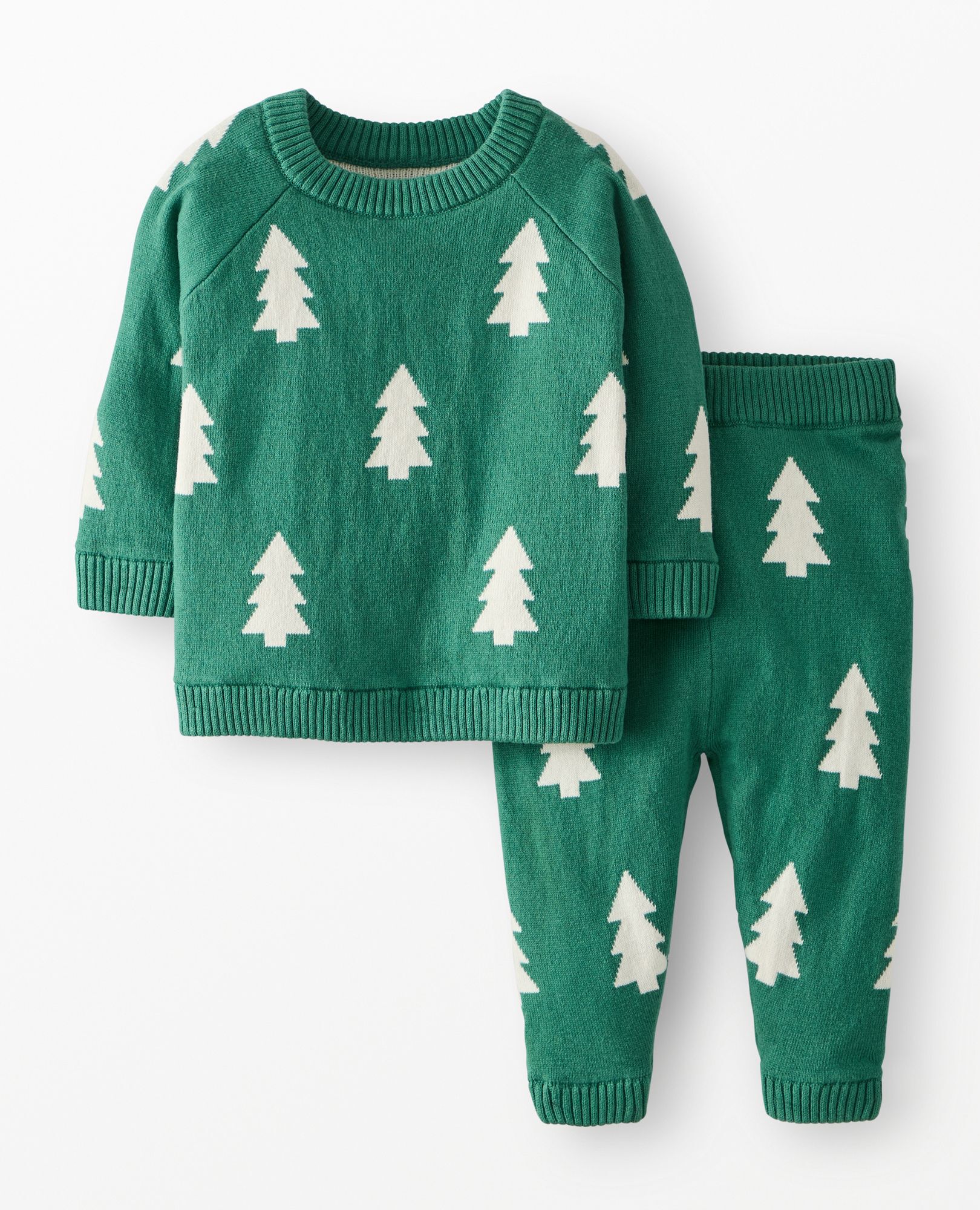 Baby Holiday Sweater Set in Happy Trees on Fir Tree - main