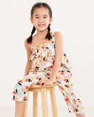 Print Wide Leg Smocked Pant In Cotton Muslin in Rainbow Aster - main