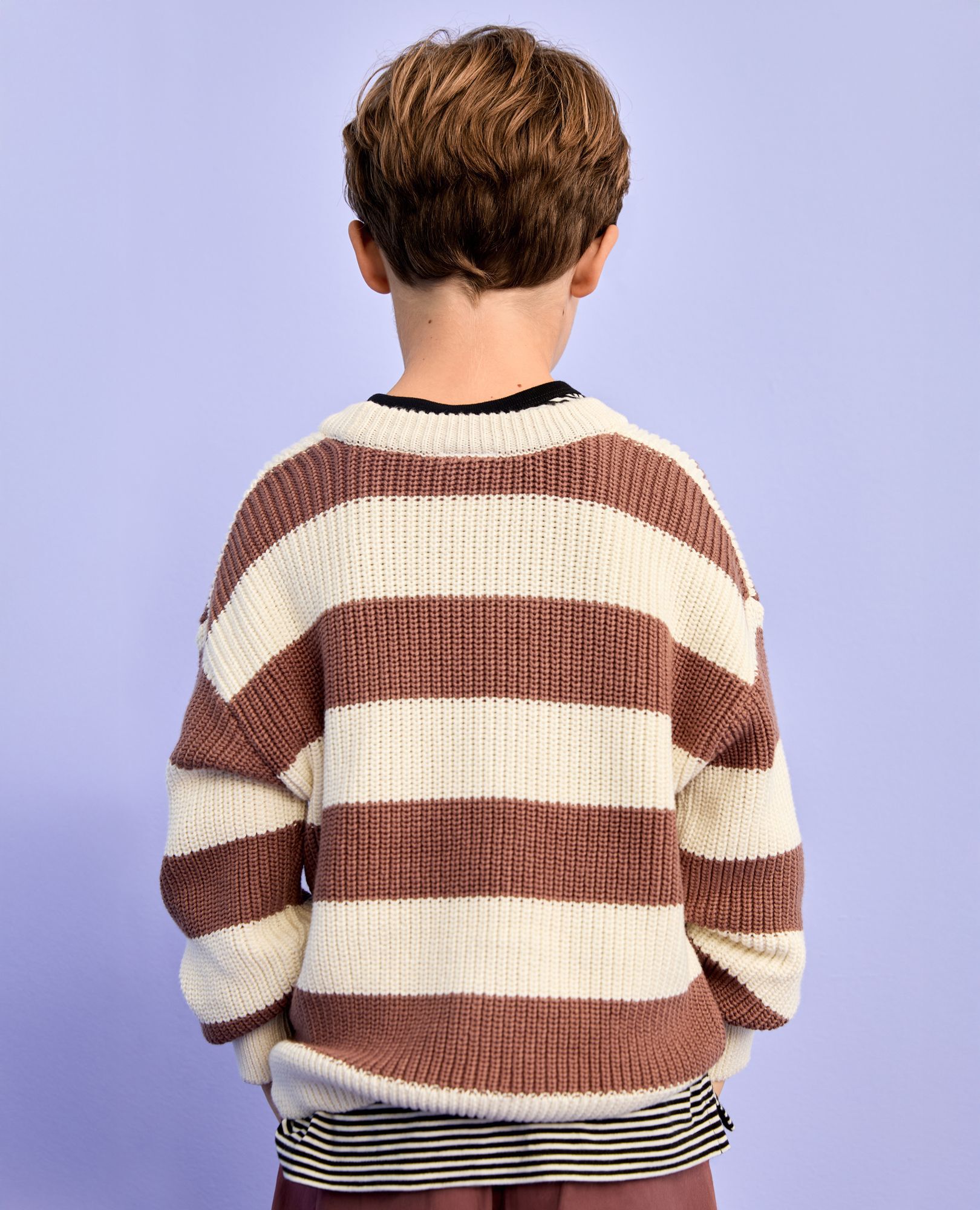 Pullover Sweater in Burlwood/Ecru - main