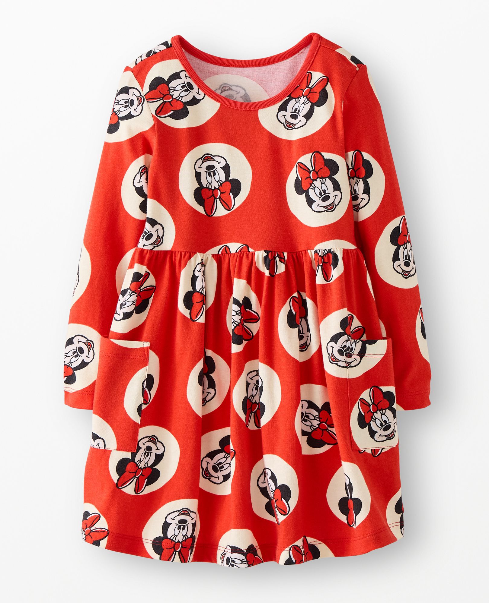 Disney Minnie Mouse Long Sleeve Dress with Pockets in Minnie on Red - main