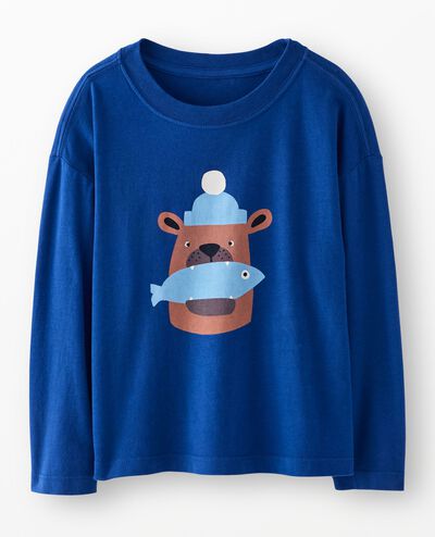 Holiday Long Sleeve Relaxed Fit T-Shirt in Fresh Catch on Blue - main