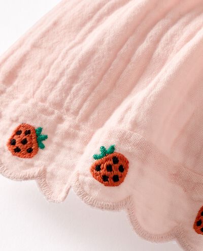 Baby Muslin Pinafore Dress & Bloomers Set in Pink Cream - main