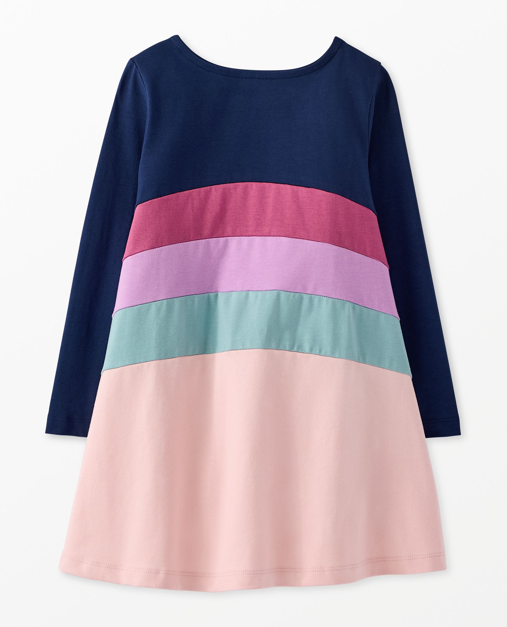 Long Sleeve Colorblock Swing Dress