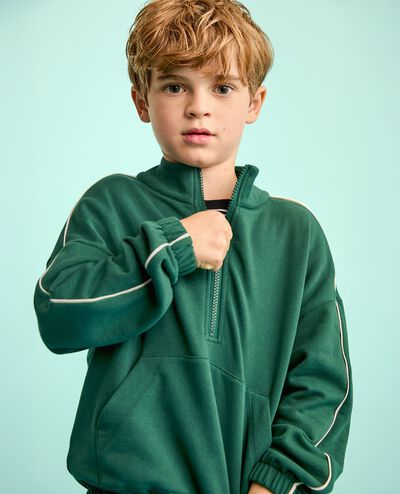 Oversized French Terry Quarter Zip Sweatshirt in Malachite - main