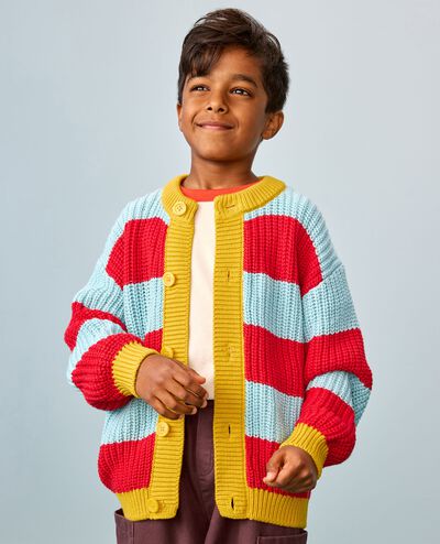 Striped Cardigan in Blue Crush/Ribbon Red/Bamboo - main