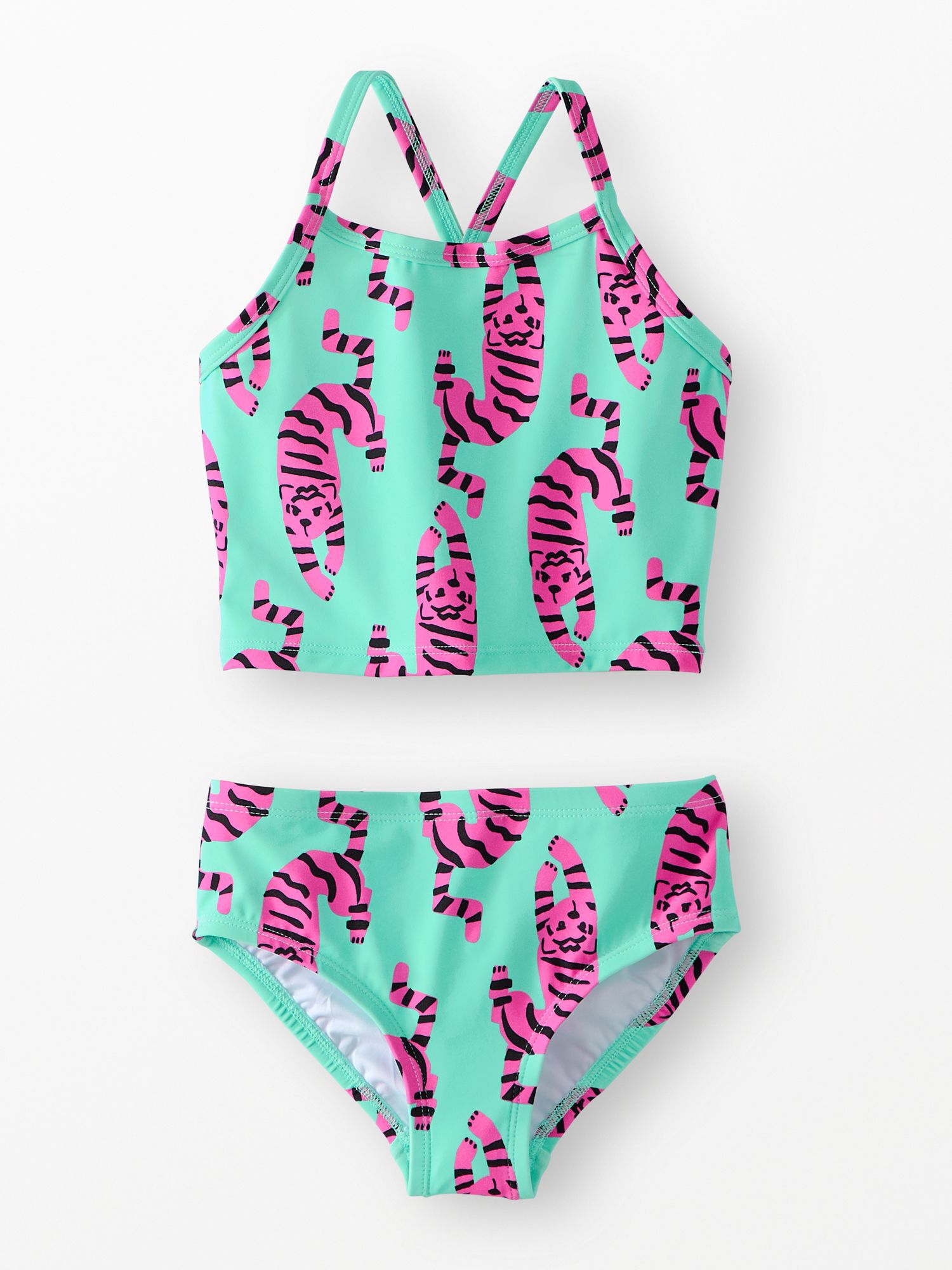 Two-Piece Swimsuit in Tiger on Green - main