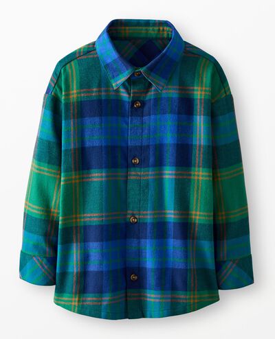 Flannel Button Up Shirt in Blue Winter Plaid - main