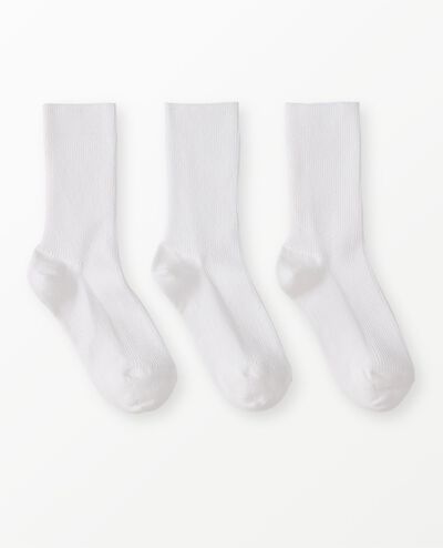 3-Pack Ribbed Socks in White - main