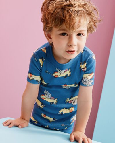 Elephant & Piggie HannaJams™ Pajama Set in Hidden Pigeon Cars Blue - main