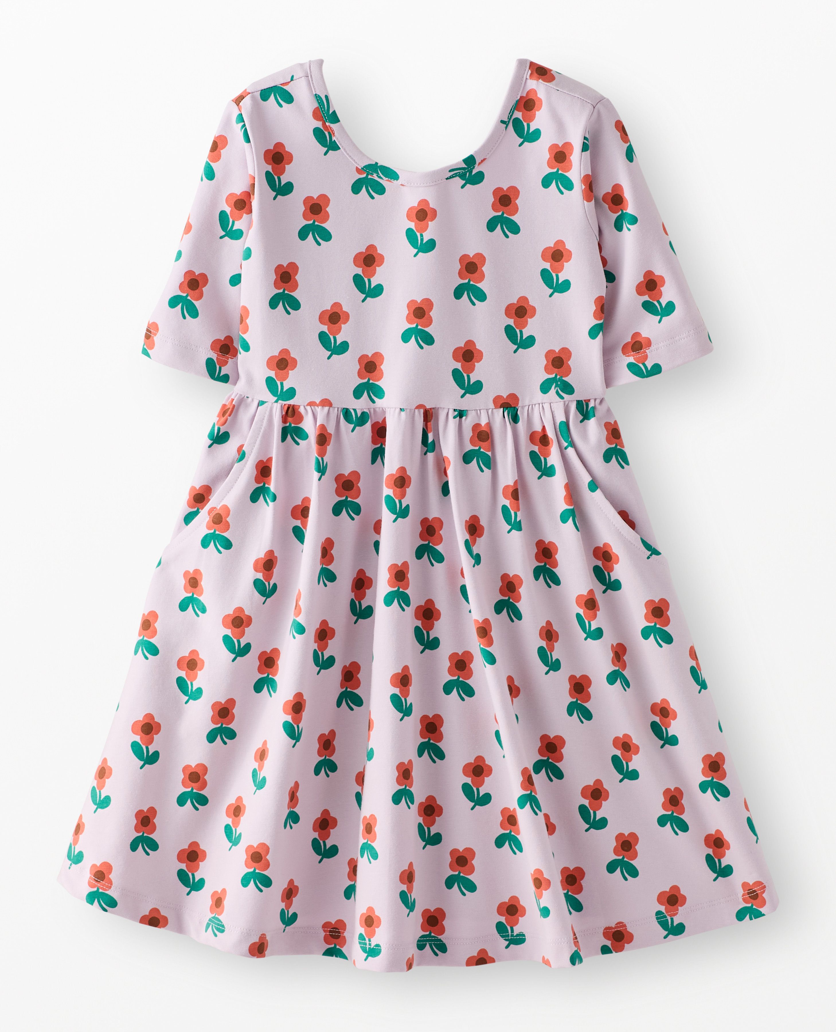 Skater Dress with Pockets in Spring Flower on Purple - main