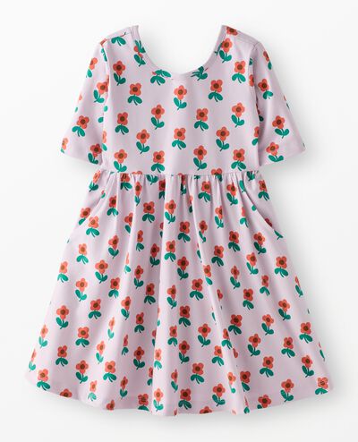 Skater Dress with Pockets in Spring Flower on Purple - main