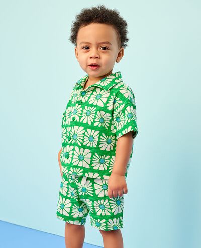 Baby Button Up Shirt & Shorts Set in Funky Floral on Island Green - main