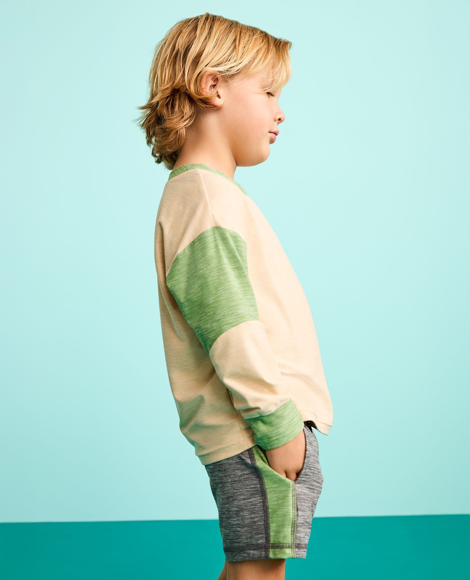 Long Sleeve Oversized Active UV T-Shirt in Khaki Rope/StoneGreen - main