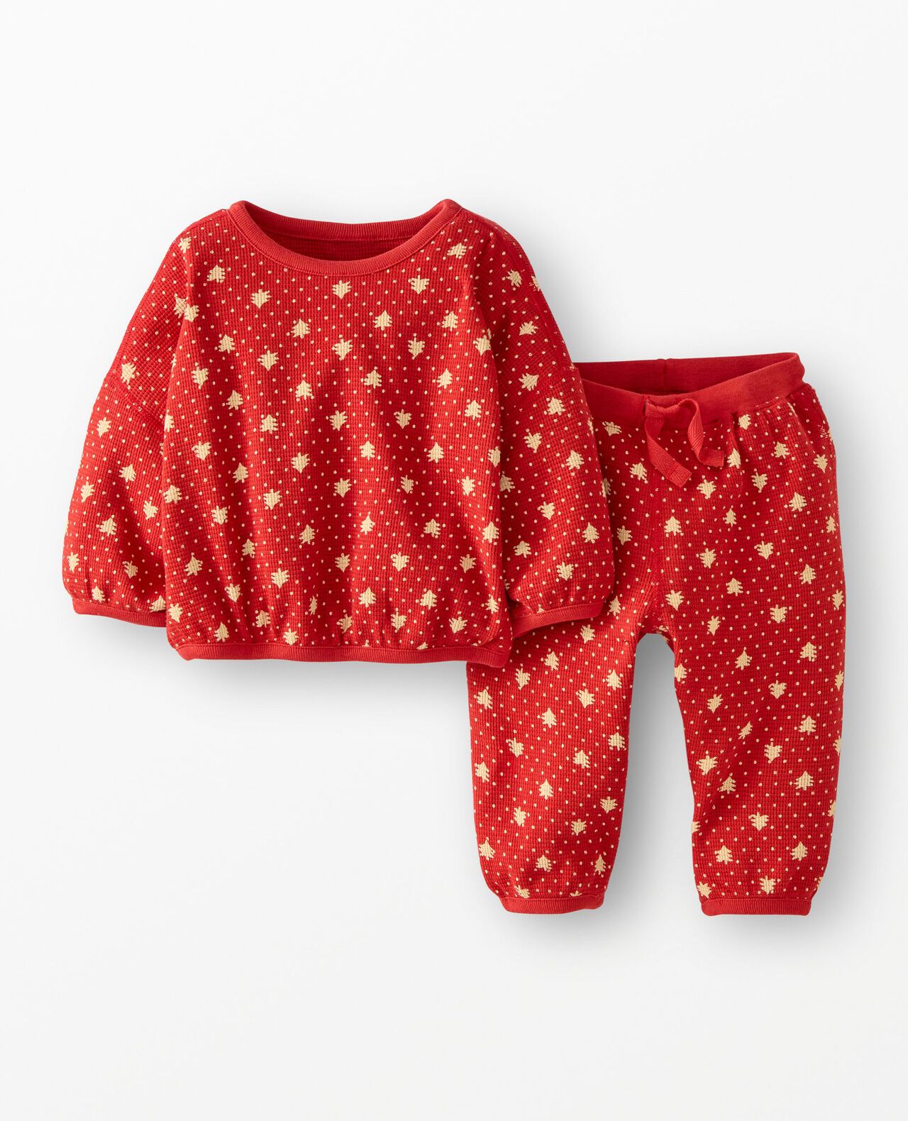 Bby Relaxed Printed Waffle Set in Red Forest - main
