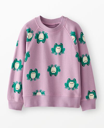 French Terry Sweatshirt in Happy Frogs on Purple - main