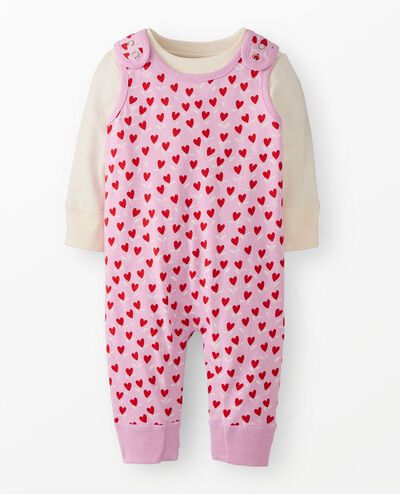 Baby Long Sleeve T-Shirt & Overalls Set in Red Sweetheart Garden - main