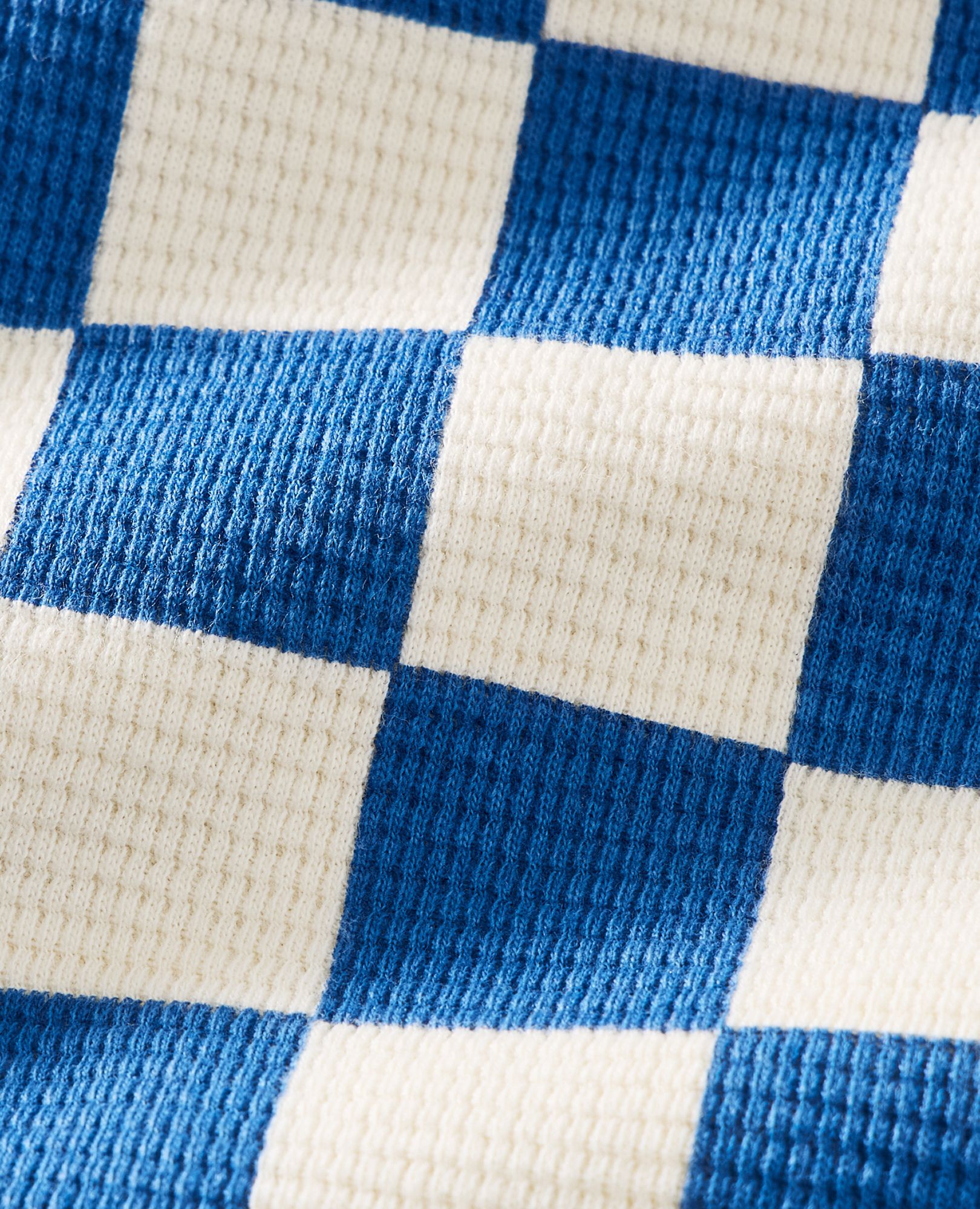 Checkered Waffle Crewneck in Dark Blue/Ecru Checkerboard - main