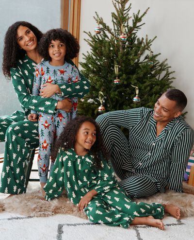 Adult Long Sleeve HannaSoft™ Pajama Set in Ponderosa Green/Ecru - main