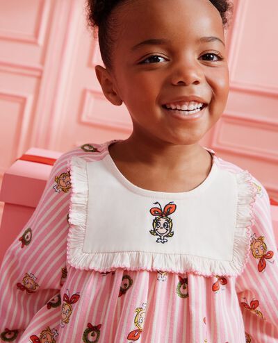 Dr. Seuss Grinch Flannel Bib Nightgown in Cindy Lou Stripes - main