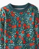 Long John Pajamas In Organic Cotton in Poinsettia Patch - main