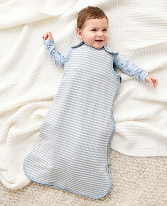 Baby Layette Wearable Blanket In Hannasoft™ In Ecru & North Air - Size L by Hanna Andersson