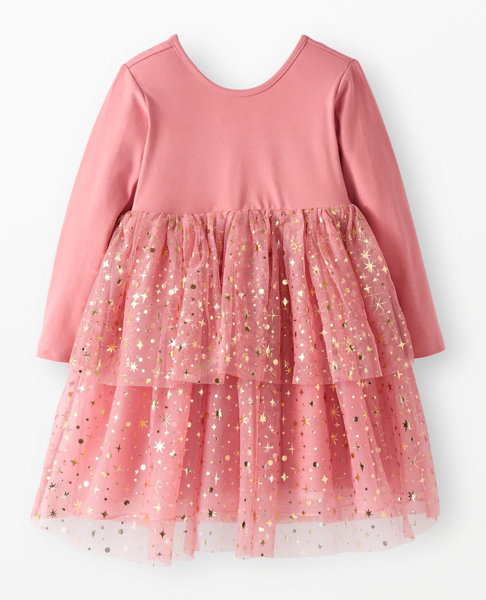 Long Sleeve Tulle Shimmer Dress in Macaron - main