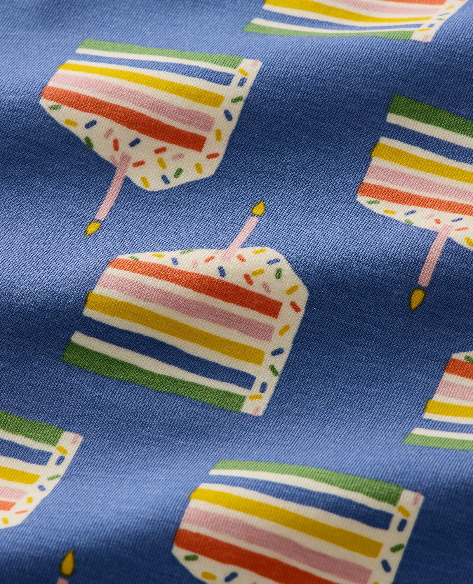 HannaSoft™ Stretch Birthday Pajama Set in Birthday Cake on Blue - main