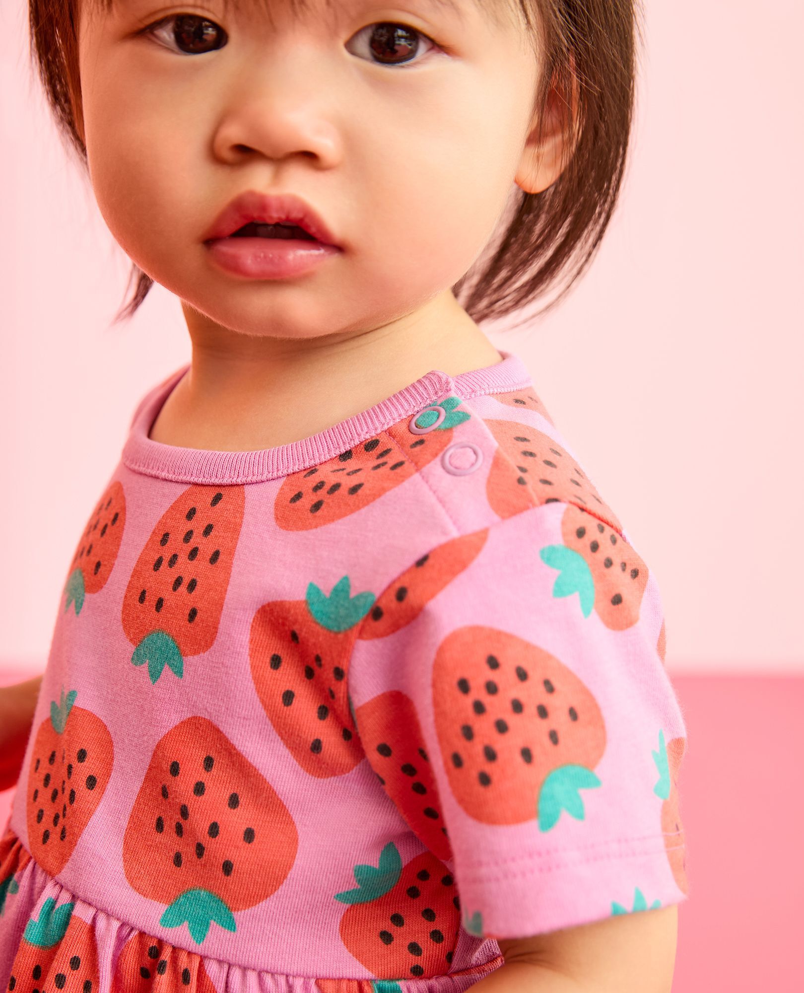Baby Dress & Leggings Set in Mini Strawberries on Echinacea - main