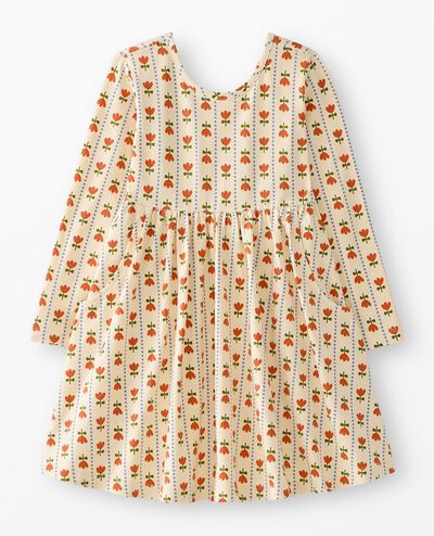 Long Sleeve Skater Dress with Pockets in Rows of Tulips - main