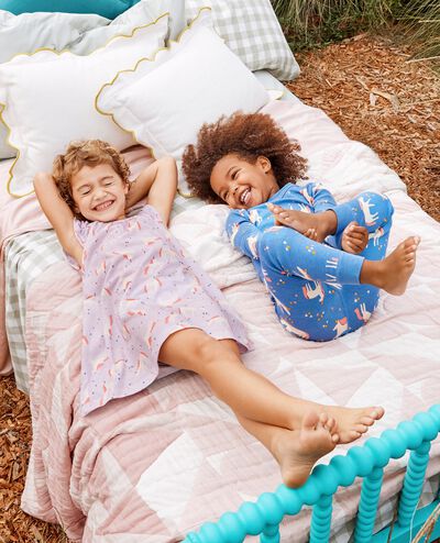 HannaJams™ Pajama Set in Unicorn Garden on Blue - main