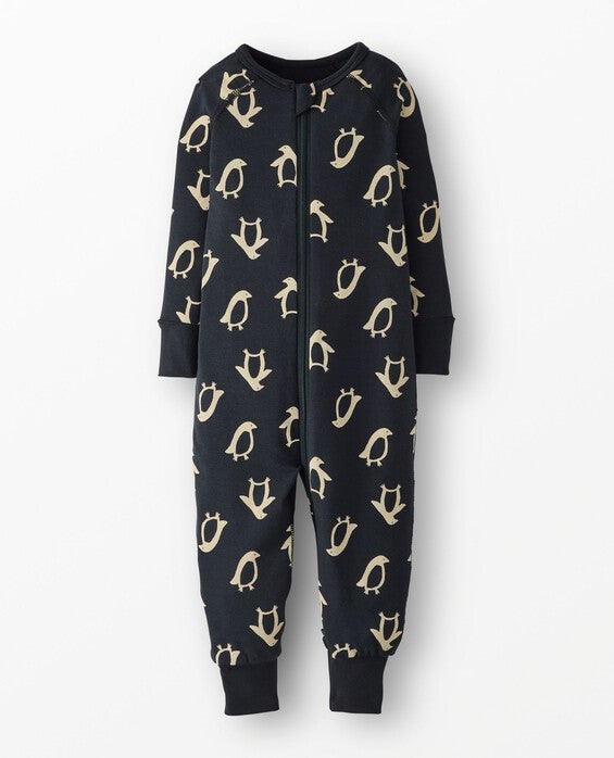 Toddler Holiday HannaSoft™ Stretch Sleeper Pajamas in Squeaky The Penguin On Black - Size 2 by Hanna Andersson