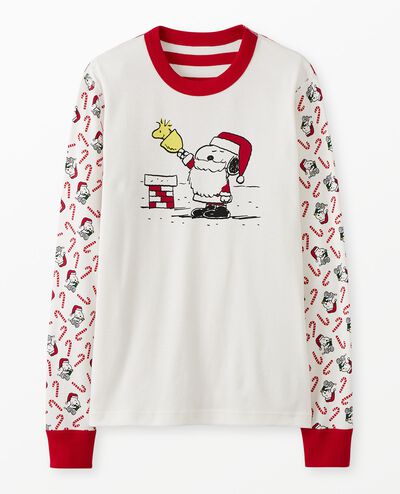 Adult Peanuts Holiday Long John Pajama Top in Snoopy Mix it Up - main