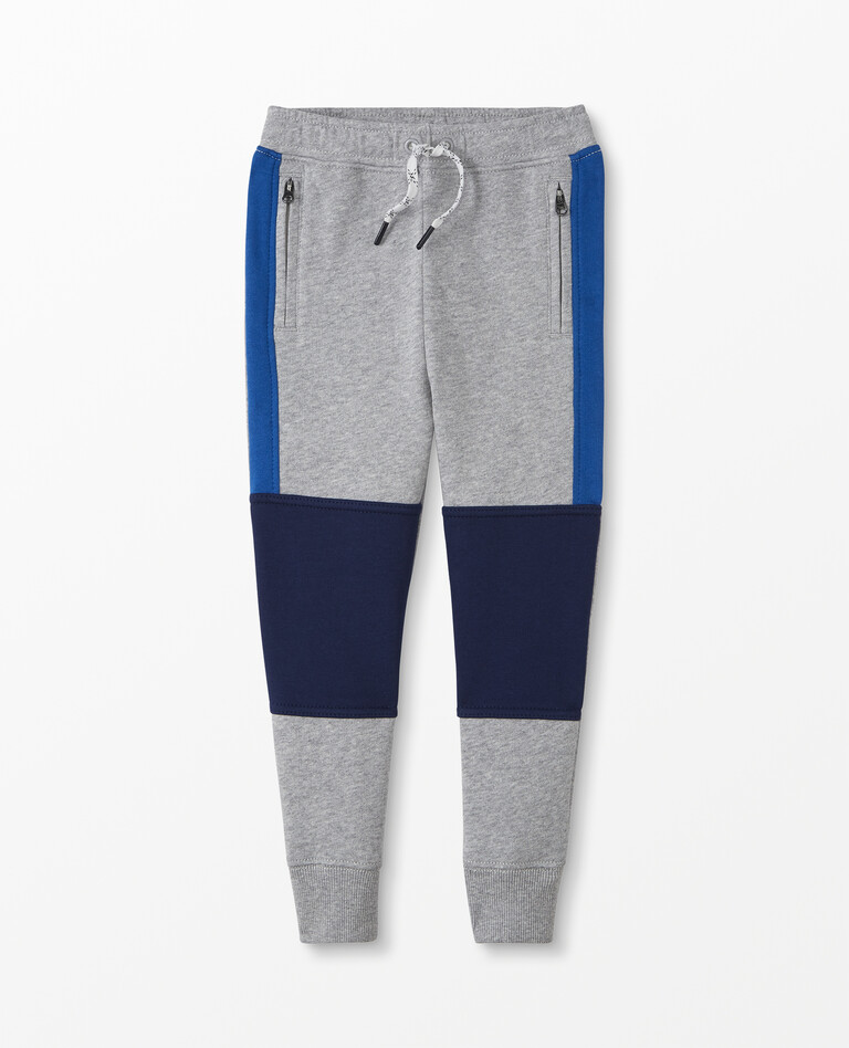 Colorblocked Double Knee Slim Sweatpants In French Terry in Heather Grey Multi - main