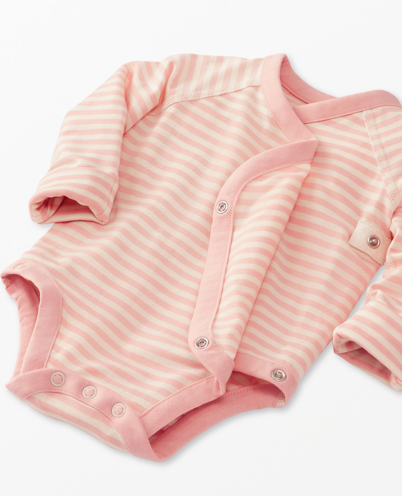 Baby Layette Bodysuit in HannaSoft™ in Ecru/Blush Pink - main
