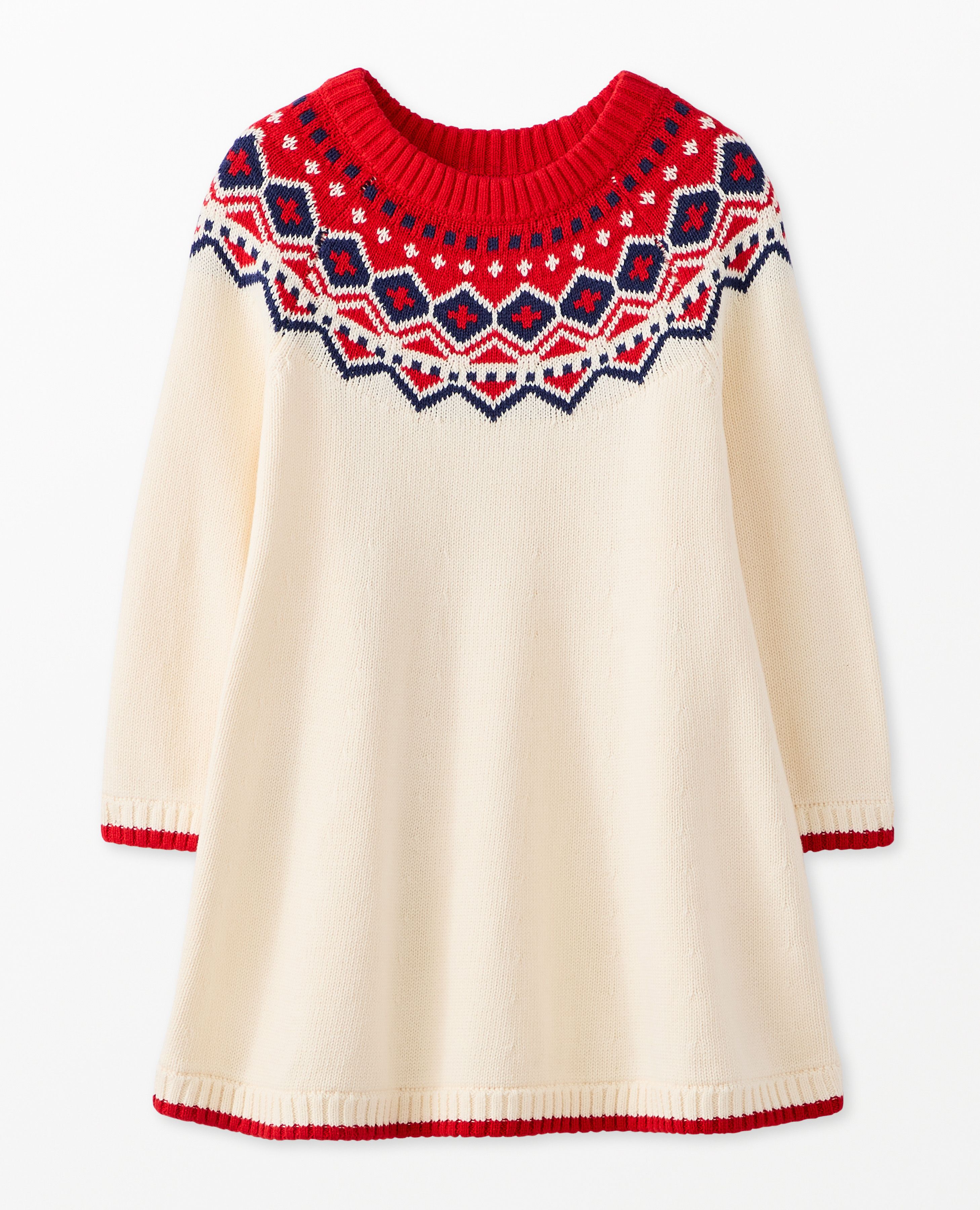 Yuletide Fairisle Holiday Sweater Dress in 100 Cotton Toddler Girls Size 2 by Hanna Andersson