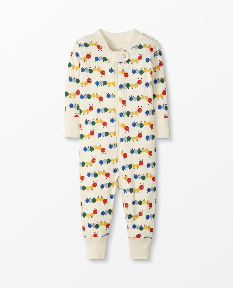 Baby Zip Sleeper In Organic Cotton in Colorful Caterpillars - main