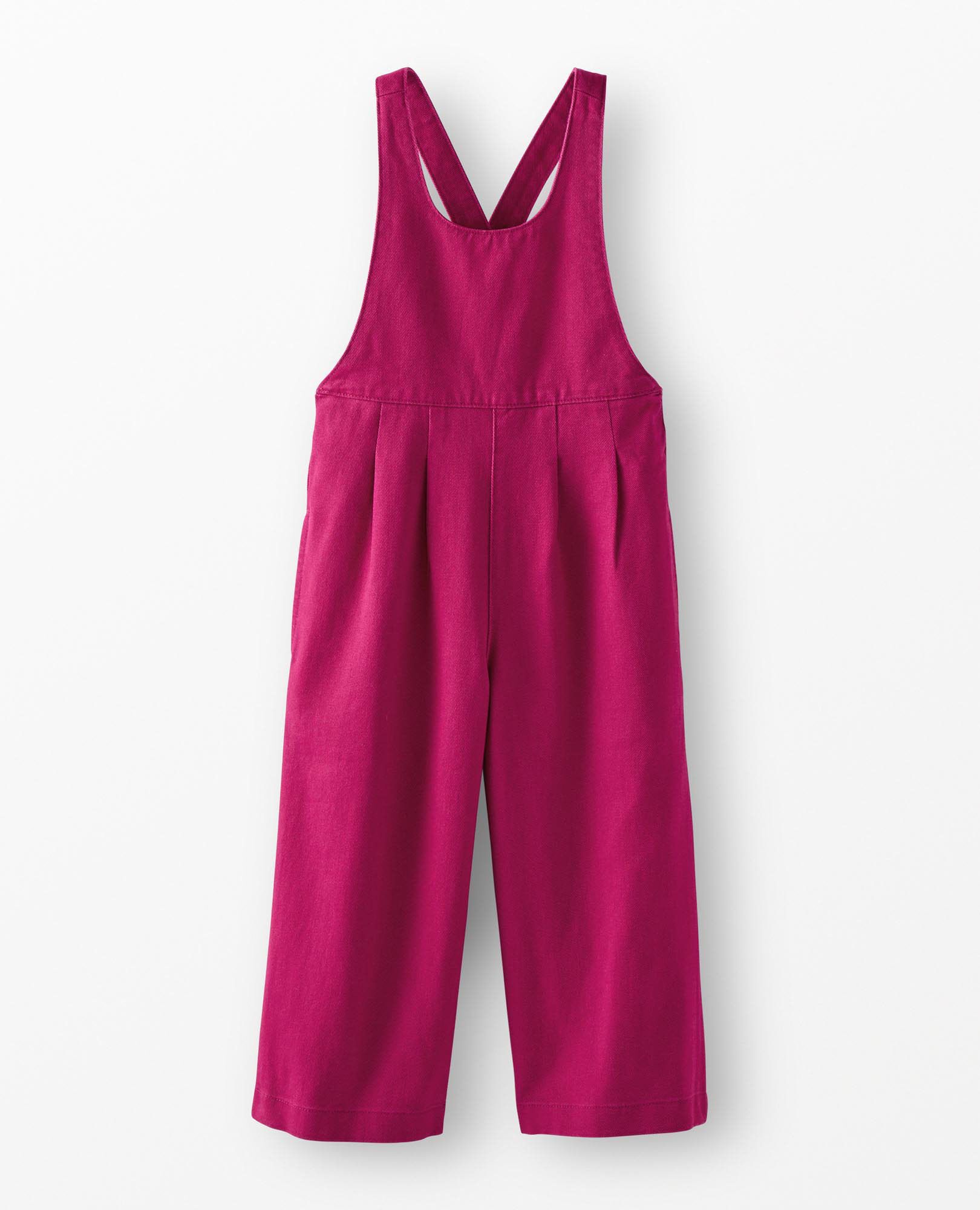 Solid Twill Overalls in Raspberry - main