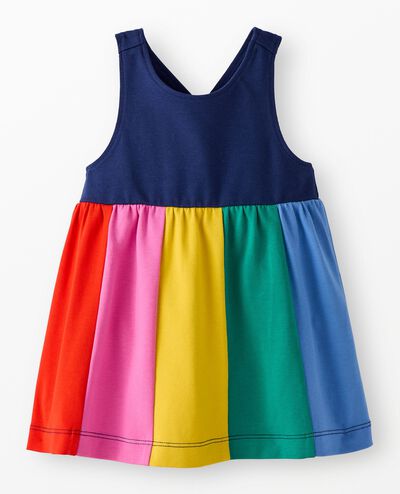 Baby Crossback Rainbow Skater Dress in Navy Blue - main