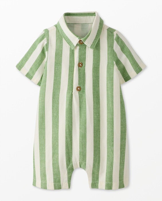 Girls' & Boys' Candied Apple & Ecru Baby Linen Romper in 100% Cotton - Size Toddler 2 by Hanna Andersson