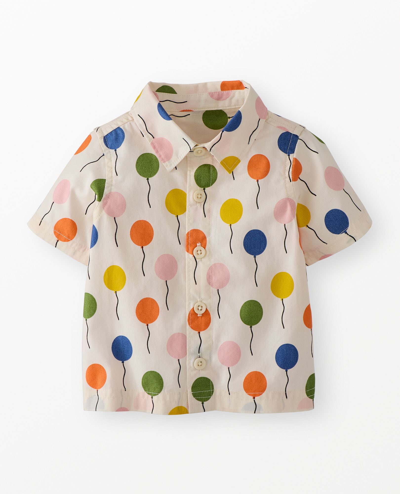 Baby Poplin Button Up Shirt in Happy Balloons - main