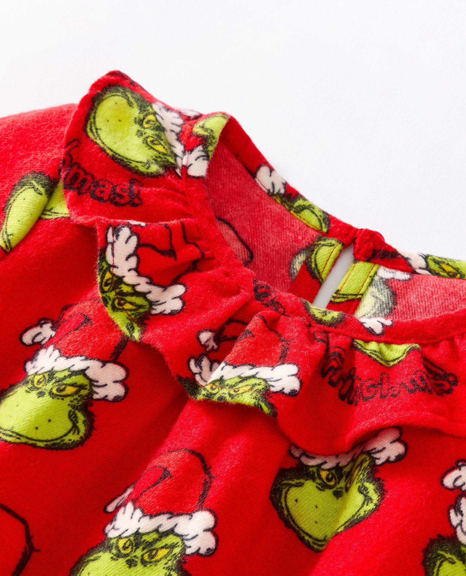 Dr. Seuss Grinch Flannel Nightgown in Merry Grinchmas on Red - main