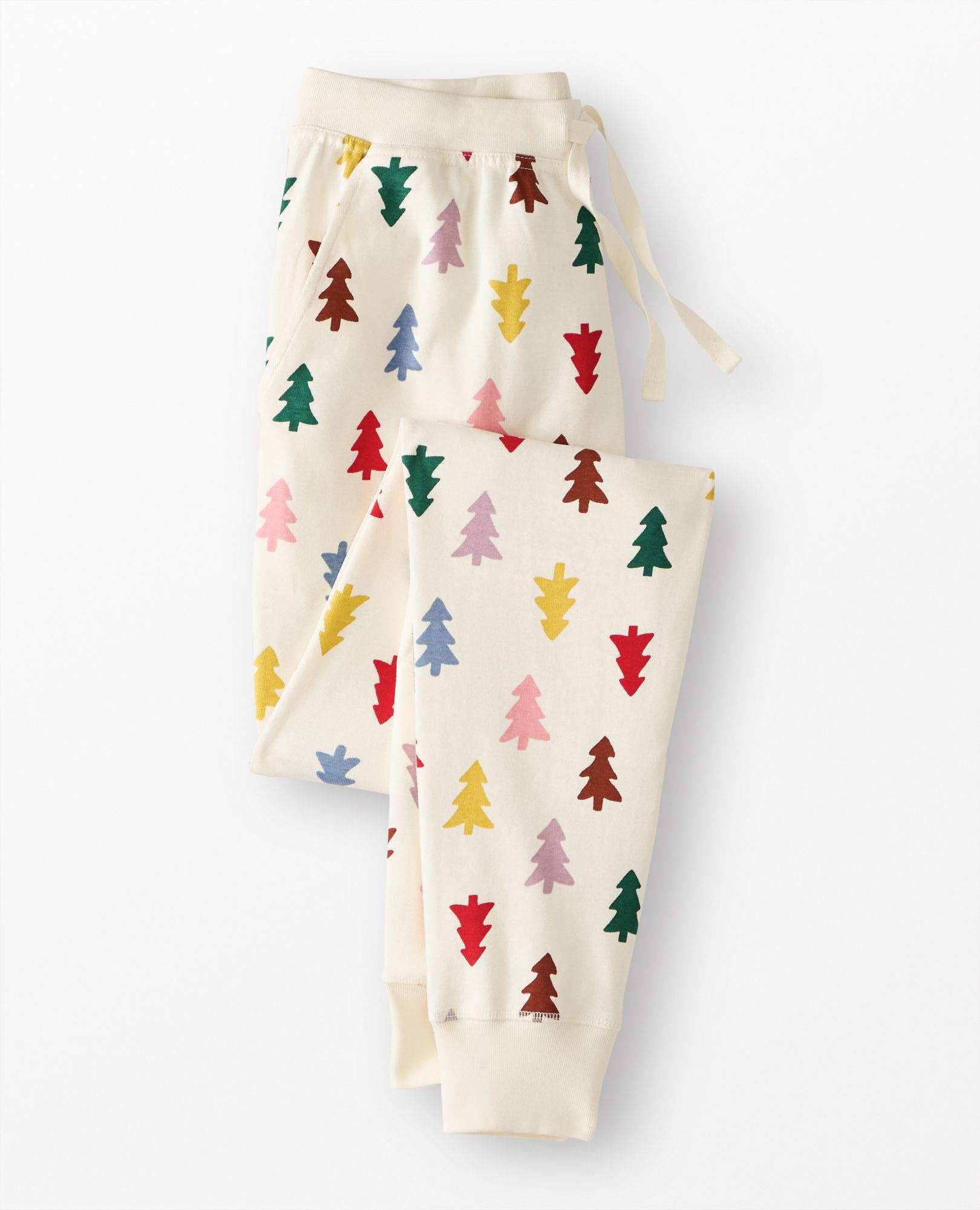 Women's Holiday Jogger Pajama Pants in Festive Forest on Ecru - main