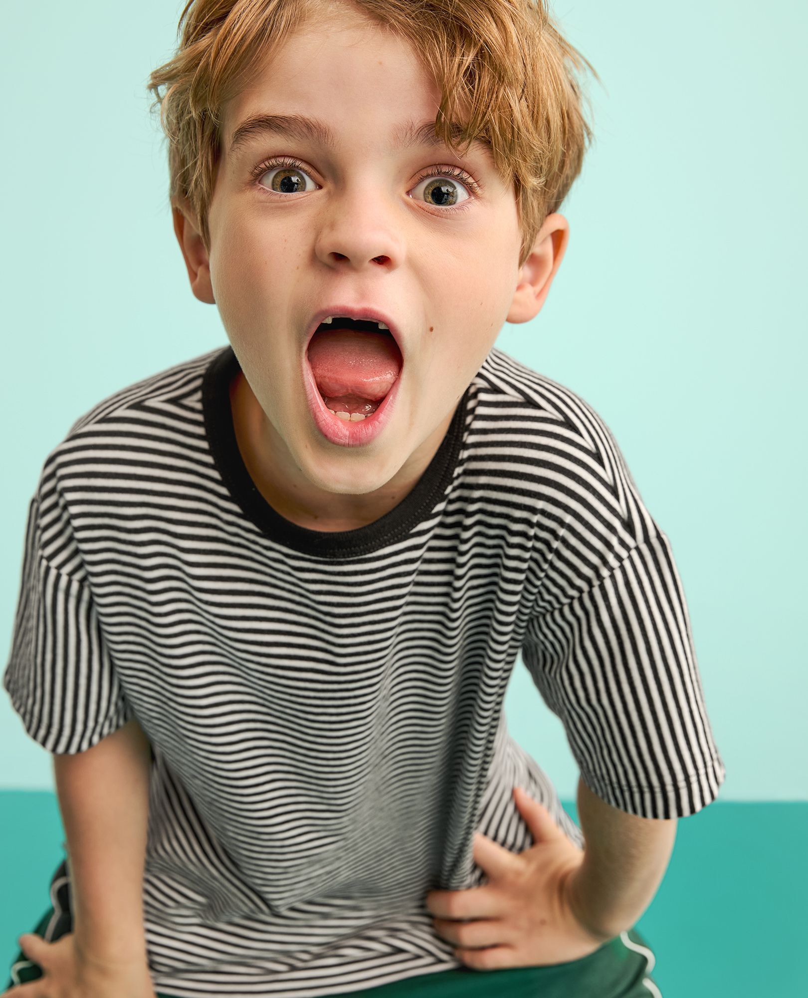 Relaxed Fit Mix-Striped T-Shirt in Black/Ecru - main