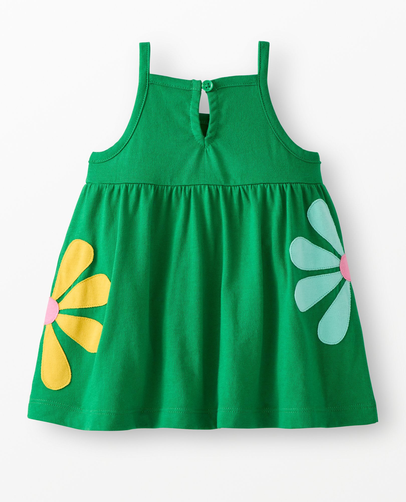 Baby Sleeveless Flower Dress & Bloomers Set in Island Green - main